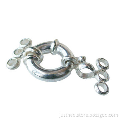 Solid 925 sterling silver/3-strand nautical spring ring necklace clasps